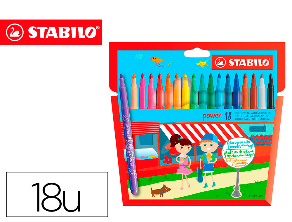 STABILO - ROTULADOR POWER CAJA DE 18 COLORES (Ref.280/18-01)