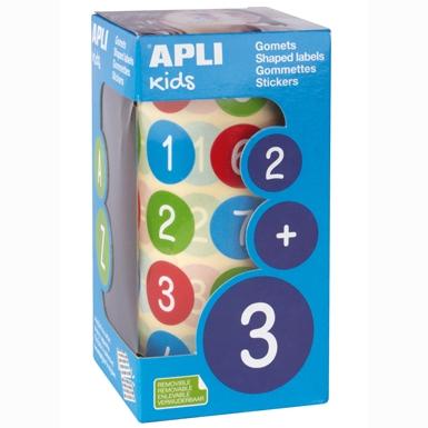 APLI - GOMETS AUTOADHESIVO REDONDO NUMEROS 20 MM DIAMETRO MULTICOLOR (Ref.15127)