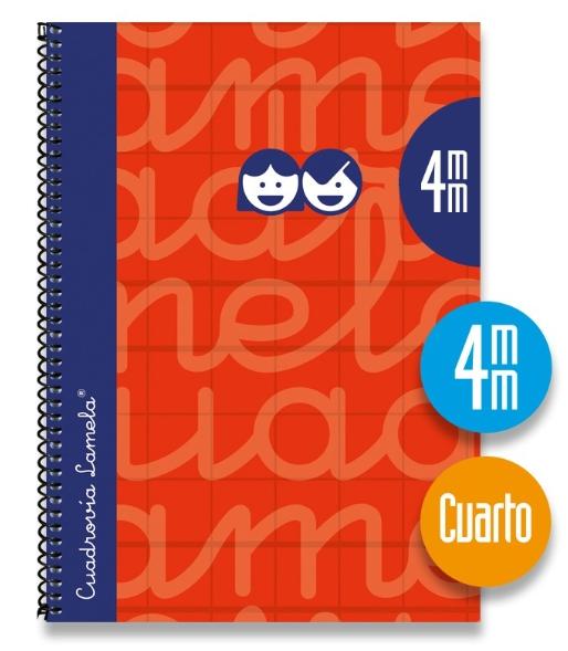LAMELA - Cuaderno espiral 4º Rojo 80 h cuadrícula 3 (Ref.7CTE004R)