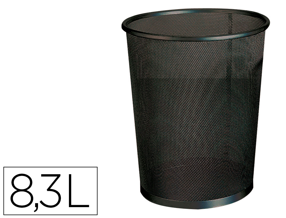 Q-CONNECT - PAPELERA METALICA NEGRA - REJILLA- 205X210X150MM (Ref.KF00869)