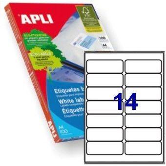 APLI - Etiquetas ILC Caja 100 hojas 1400 ud 99,1x38,1 Blancas (Ref.2419)