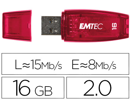EMTEC - MEMORIA USB FLASH C410 16 GB 2.0 ROJO (CANON L.P.I. 0,24€ Incluido) (Ref.ECMMD16GC410)