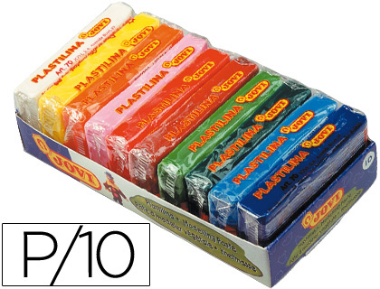 JOVI - PLASTILINA -BANDEJA CON 10 PAQUETES COLORES SURTIDOS TAMAÑO PEQUEÑO (Ref.70-10S)
