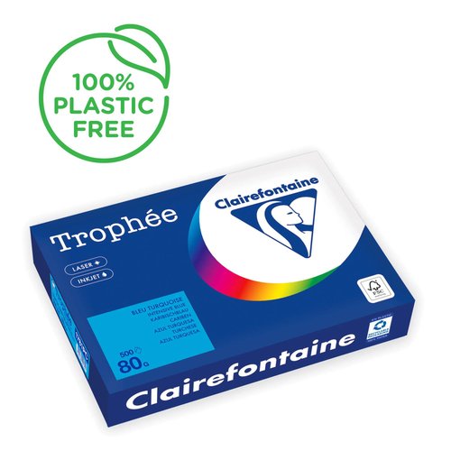 TROPHÉE - Papel multifunción color 500h 80 g. A4 Turquesa FSC (Ref.1781C)