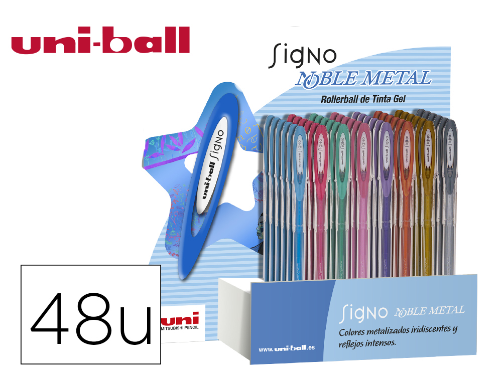 UNI-BALL - BOLIGRAFO UNI BALL UM-120 SIGNO 0,7 MM TINTA GEL EXPOSITOR DE 48 COLORES METALIZADOS (Ref.UM1204DNM)