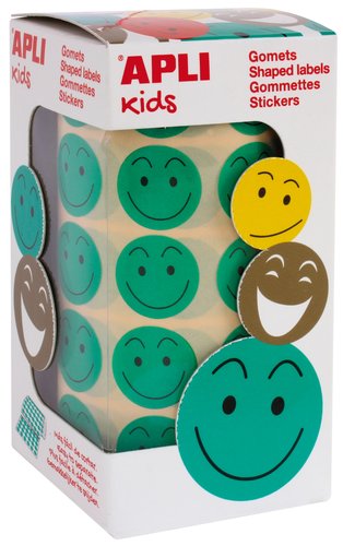 APLI - Rollo 900 GOMETS REDONDOS SMILE (30 HOJAS MICROPREFORADAS) VERDE (Ref.14373)