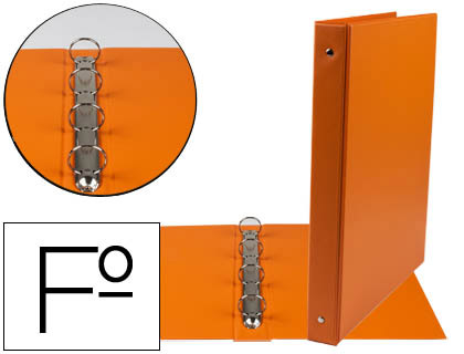 LIDERPAPEL - CARPETA 4 ANILLAS 25 MM REDONDAS PLASTICO FOLIO COLOR NARANJA (Ref.CA88)