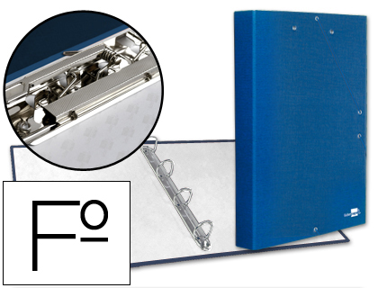 LIDERPAPEL - CARPETA DE 4 ANILLAS 25MM REDONDAS FOLIO Cartón FORRADO PAPER COAT AZUL CON MINICLIP Y SOLAPAS (Ref.CA08)