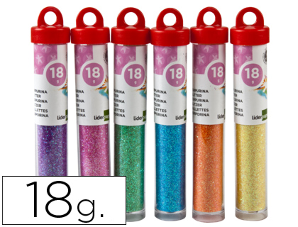 LIDERPAPEL - PURPURINA FANTASIA COLORES METALICOS PASTELES BOTE DE 18 GR (Ref.PU06)