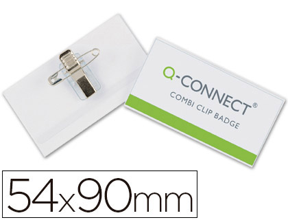 Q-CONNECT - IDENTIFICADOR CON PINZA E IMPERDIBLE 54X90 MM (Ref.KF17458)