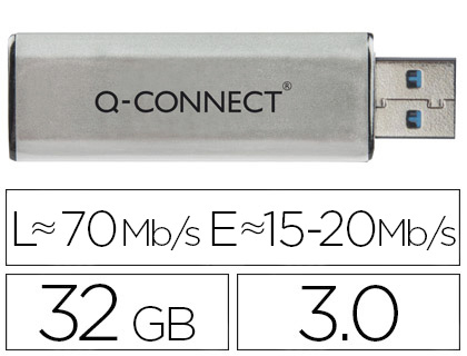 Q-CONNECT - MEMORIA USB FLASH 32 GB 3.0 (CANON L.P.I. 0,24€ Incluido) (Ref.KF16370)