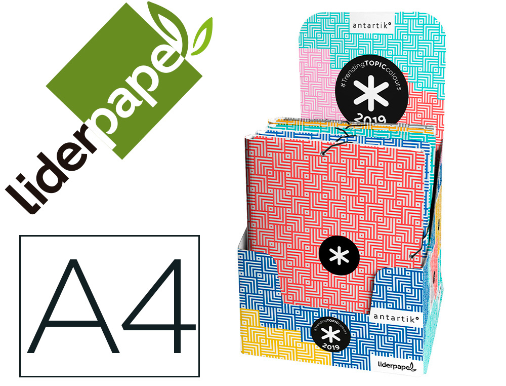 ANTARTIK - Carpeta liderpapel gomas A4 3 solapas carton forrado trending colores surtidos (Ref. TT22)