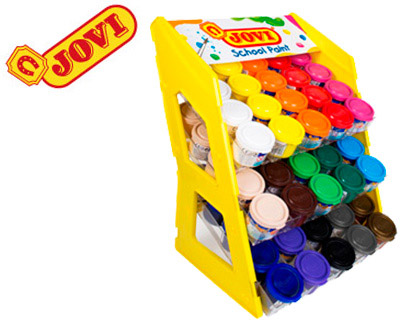 JOVI - Tempera escolar 35 ml expositor sobremesa de 100 unidades colores surtidos (Ref. 510E/100)