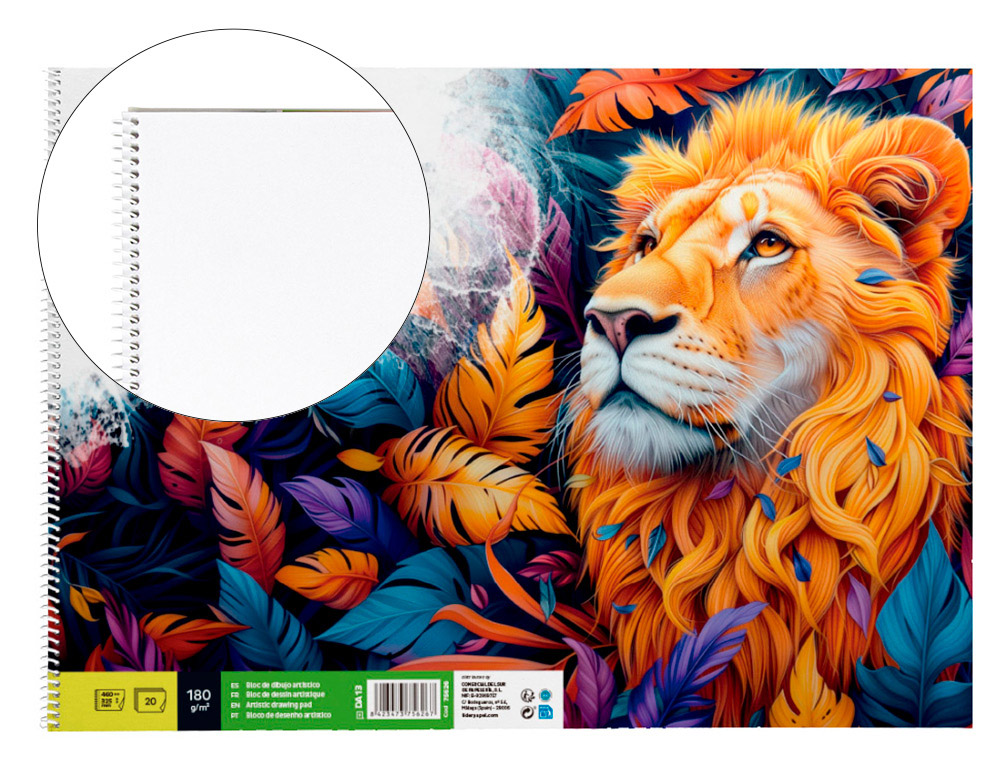 LIDERPAPEL - BLOC DIBUJO ARTISTICO ESPIRAL 460X325MM 20 HOJAS 180 G/M2 SIN RECUADRO (Ref.DA13)