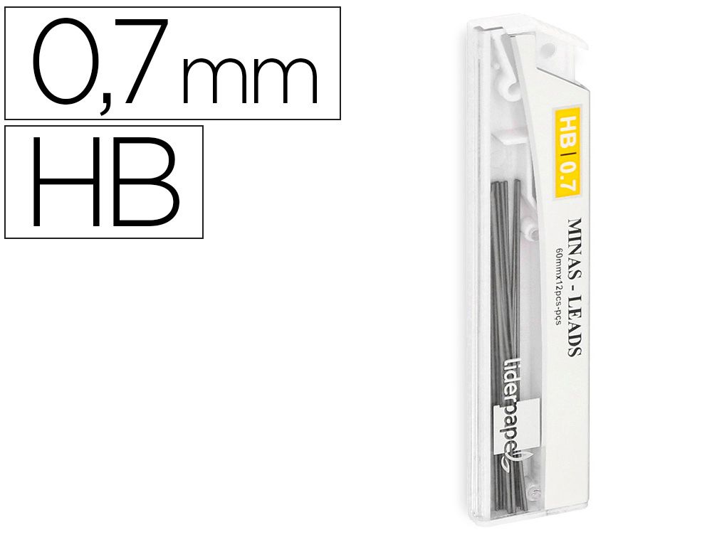 LIDERPAPEL - MINAS GRAFITO 0.7 MM HB TUBO DE 12 MINAS (Ref.MG02)