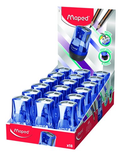 MAPED - Sacapuntas/Afilalapices Tonic Metal Doble Azul, verde y rosa Deposito gran capacidad Plastico 506900 (Ref.5069006)