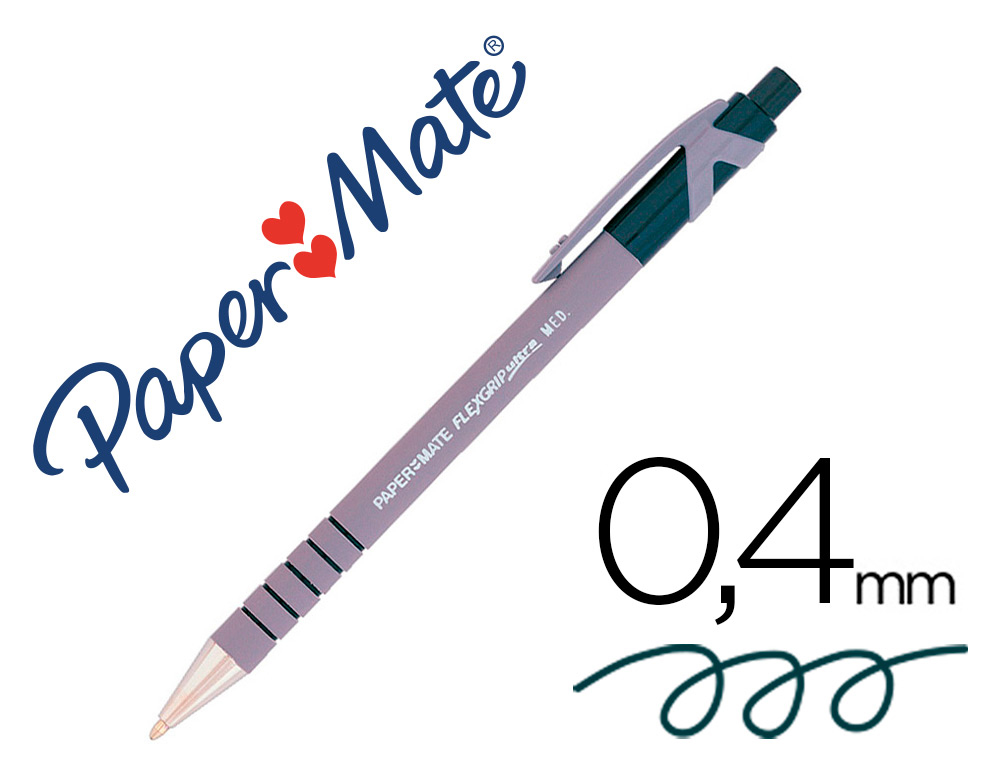 PAPER MATE - Boligrafo retractil Flexgrip Ultra retráctil negro trazo 0,4 mm (Ref.S0190393)