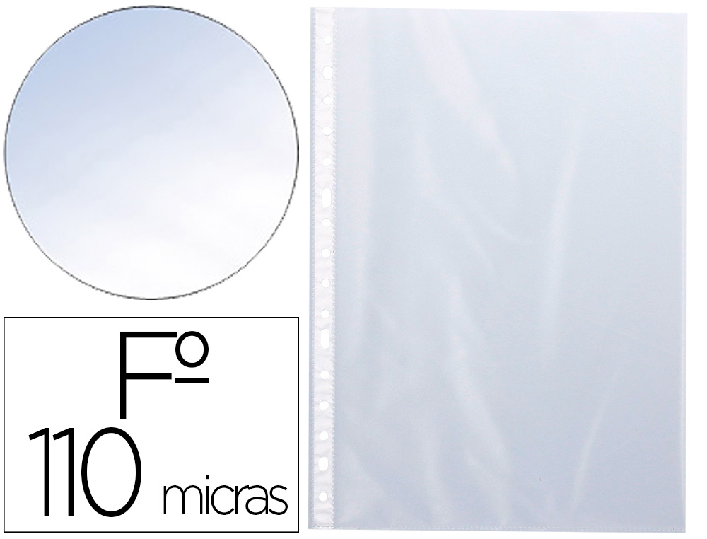 Q-CONNECT - FUNDA MULTITALADRO FOLIO PVC 110 MICRAS CRISTAL CAJA 100 UNIDADES (Ref.KF17452)