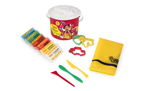JOVI - PLASTILINA JUEGO CUBO SURTIDO (6 PASTILLAS + 3 MODELADORES + 3 MOLDES + MANTEL) (Ref.14)