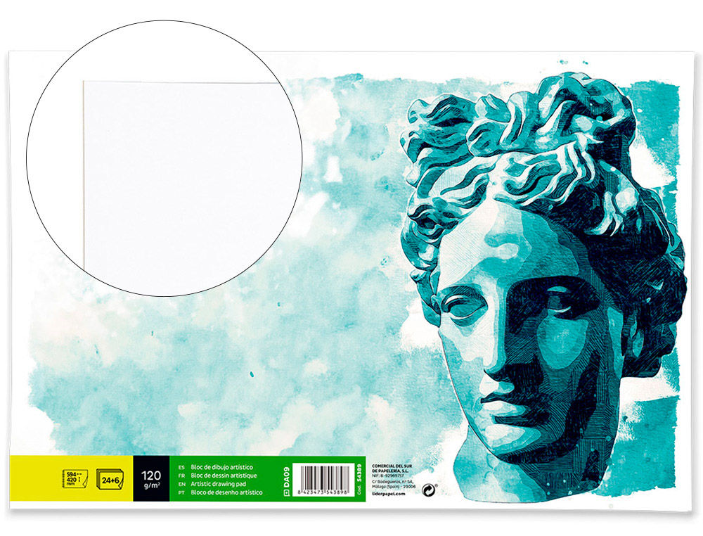 LIDERPAPEL - BLOC DIBUJO ARTISTICO ENCOLADO 594X420MM 24+6 HOJAS 120G/M2 SIN RECUADRO (Ref.DA09)