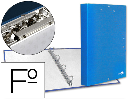 LIDERPAPEL - CARPETA DE 4 ANILLAS 25MM REDONDAS FOLIO Cartón FORRADO PAPER COAT CELESTE CON MINICLIP Y SOLAPAS (Ref.CA12)