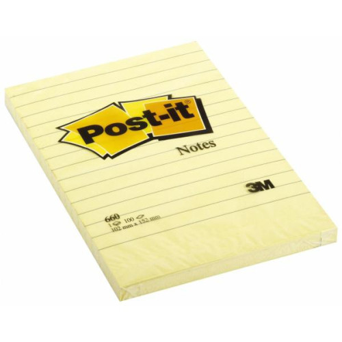 POST-IT - Notas adhesivas Gran formato 100h Amarillo 102x152mm (Ref.FT510010620)