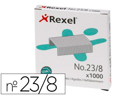 REXEL - GRAPAS 23/8 ACERO CAJA DE 1000 UNIDADES (Ref.2101054)