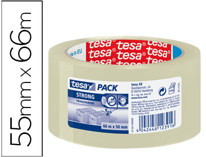 TESA - CINTA ADHESIVA TRANSPARENTE STRONG 66 MT X 50 MM PARA EMBALAJE BAJO RUIDO (Ref.57167-00000-05)