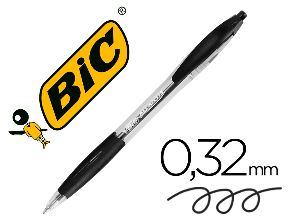 BIC - Bolígrafo retractil Atlantis negro (Ref.887132)