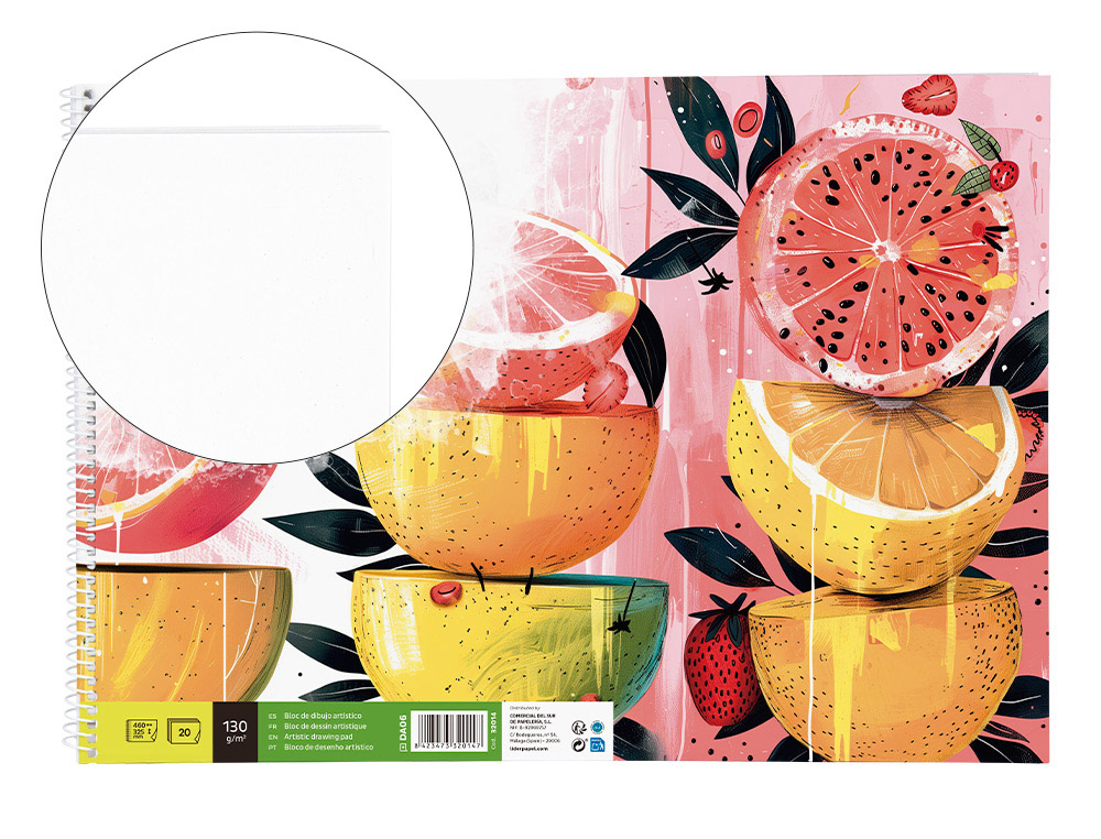 LIDERPAPEL - BLOC DIBUJO ARTISTICO ESPIRAL 460X325MM 20 HOJAS 130G M2 SIN RECUADRO (Ref.DA06)