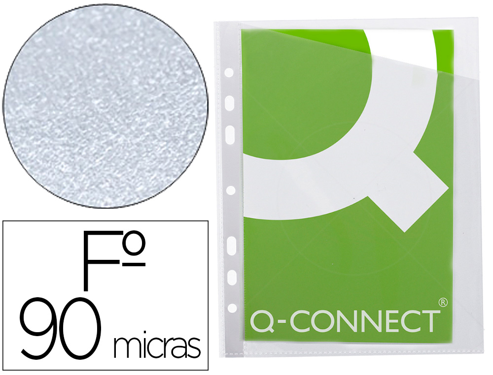 Q-CONNECT - FUNDA CORTE OBLICUO 290X195 MM CRISTAL 4 TALADROS PVC 90 MC CAJA DE 100 UNIDADES (Ref.KF06041)