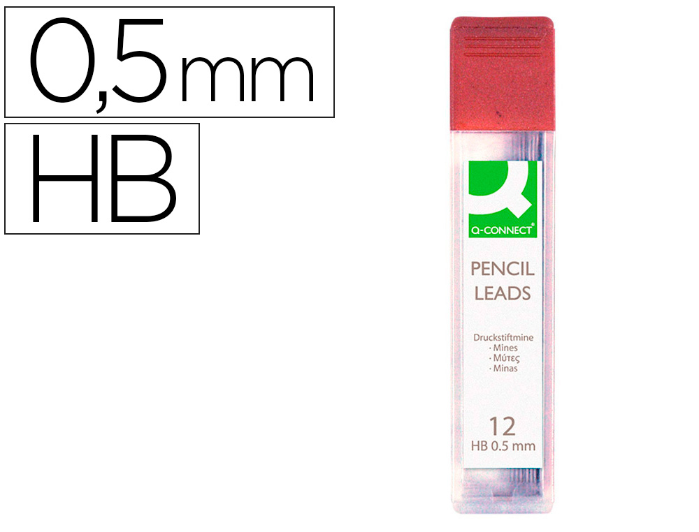 Q-CONNECT - MINAS GRAFITO 0.5 HB -ESTUCHE DE 12 MINAS (Ref.KF00235)