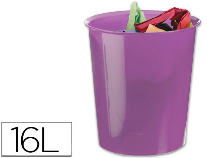 Q-CONNECT - PAPELERA PLASTICO VIOLETA TRANSLUCIDO 16 LITROS (Ref.KF15257)