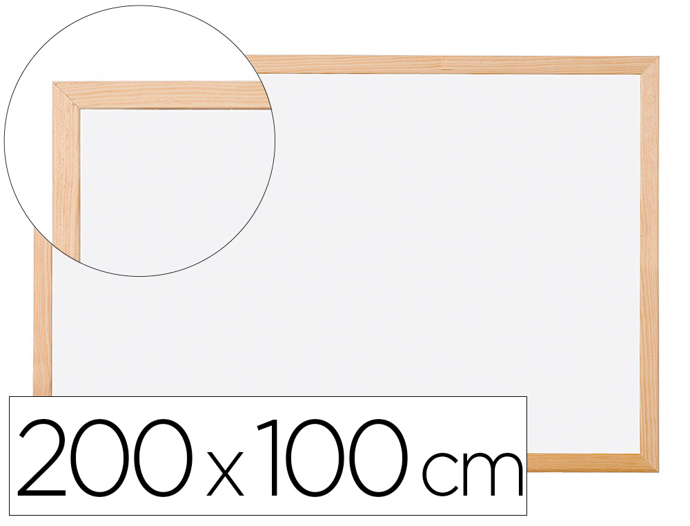 Q-CONNECT - PIZARRA BLANCA LAMINADA MARCO DE MADERA 200X100 CM (Ref.KF03576)