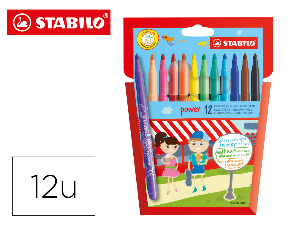 STABILO - ROTULADOR POWER CAJA DE 12 COLORES (Ref.280/12-01)