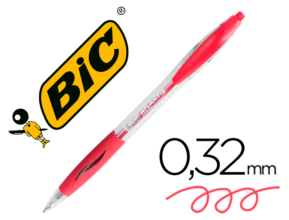 BIC - Bolígrafo retractil Atlantis rojo (Ref.887133)