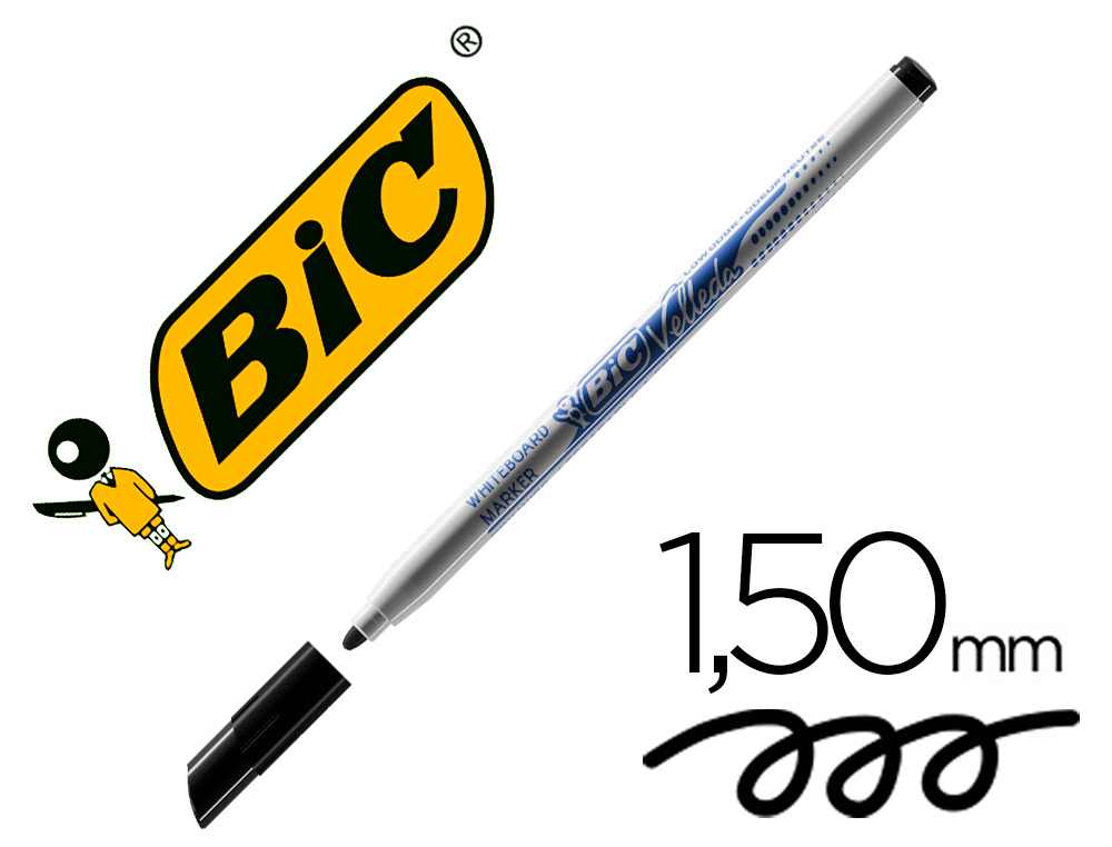 BIC - Marcador pizarra Velleda 1721 Trazo 1 mm Punta fina Negro (Ref.841842)