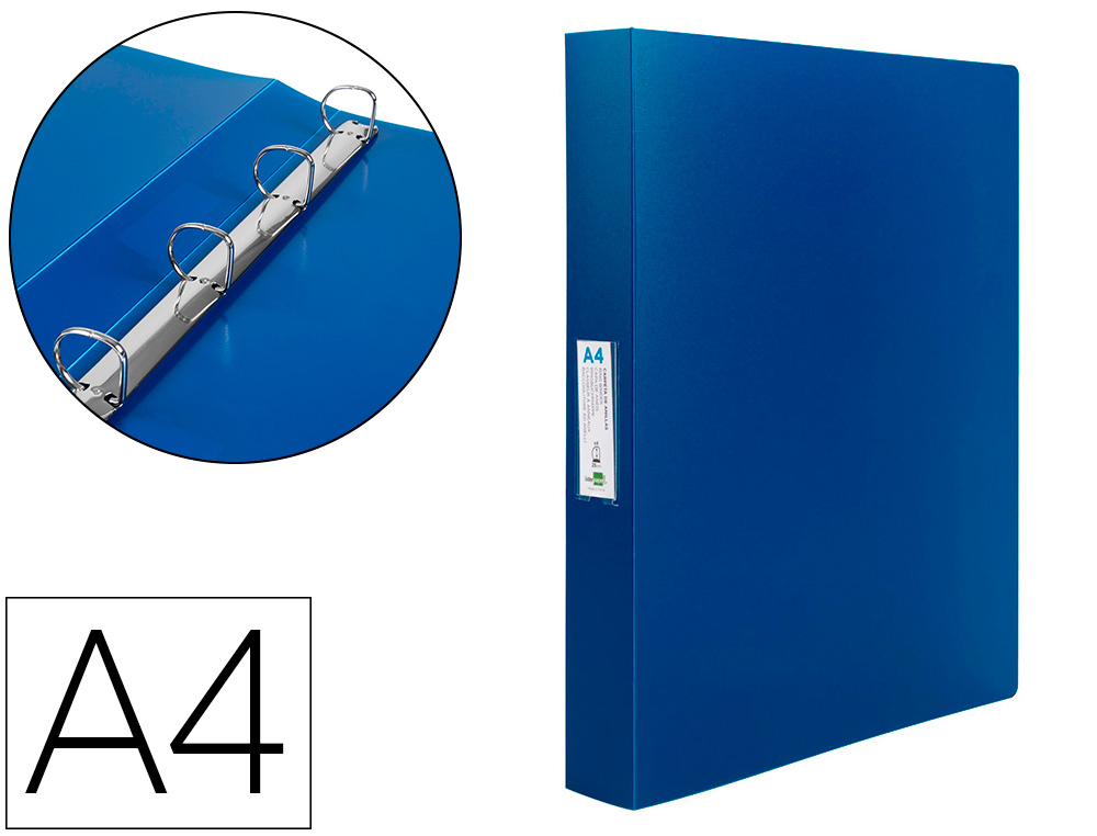 LIDERPAPEL - CARPETA 4 ANILLAS 25 MM MIXTAS 43432 POLIPROPILENO DIN A4 AZUL SERIE FROSTY (Ref.CA60)