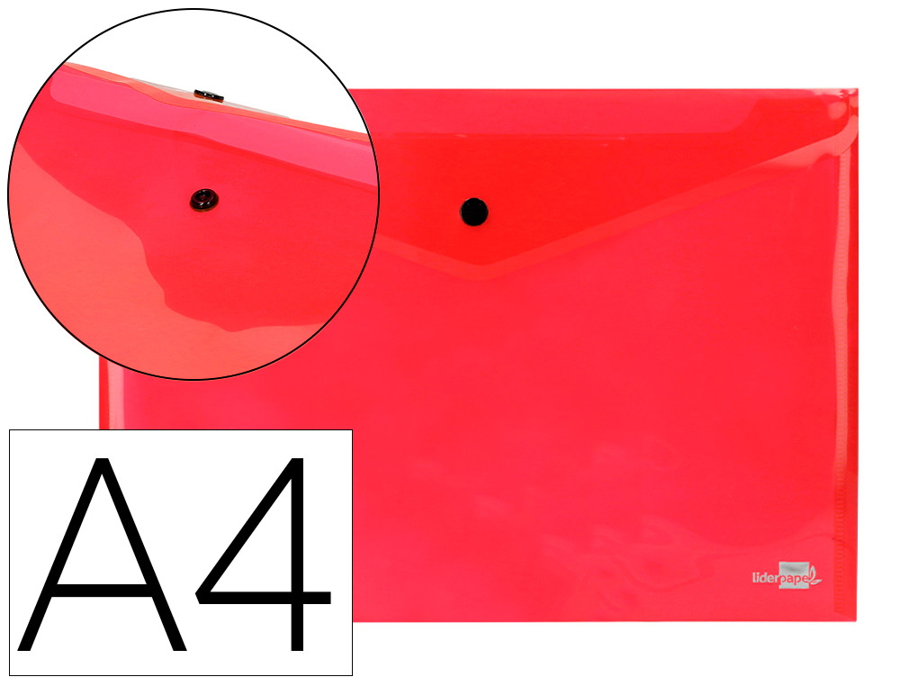 LIDERPAPEL - CARPETA DOSSIER BROCHE 34040 POLIPROPILENO DIN A4 ROJA TRANSPARENTE 50 HOJAS (Ref.DS13)