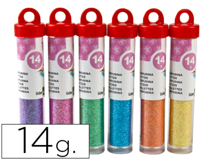 LIDERPAPEL - PURPURINA FANTASIA COLORES METALICOS PASTELES BOTE DE 14 GR (Ref.PU04)