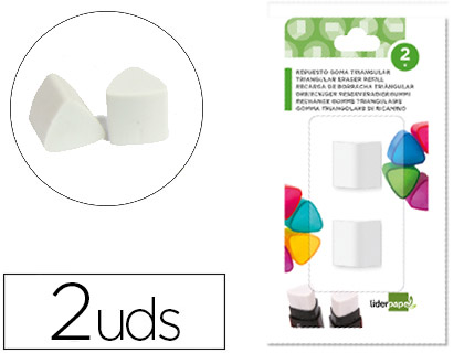 LIDERPAPEL - REPUESTO GOMA TRIANGULAR CON Sacapuntas/Afilalapices BLISTER DE 2 UNIDADES (Ref.ER12)