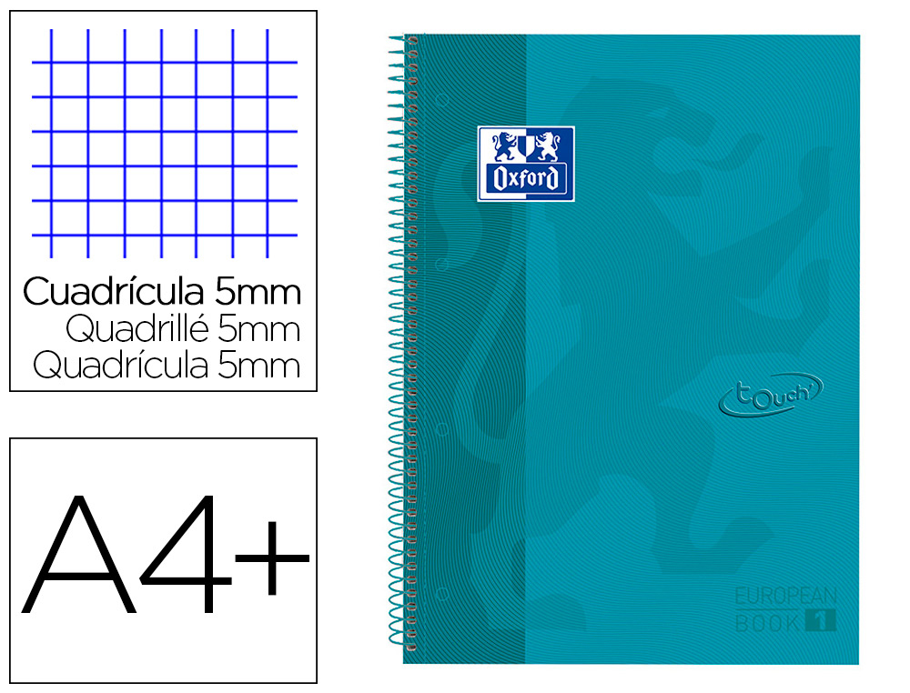 OXFORD - Cuaderno EBOOK1 A4 TAPA EXTRADURA 80 HOJAS SOFT TOUCH 5X5 AQUA (Ref.400075553)