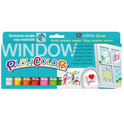 PLAYCOLOR - ESTUCHE 12 TEMPERAS SÓLIDAS WINDOW ONE 10GR. COLORES SURTIDOS 0 (Ref.2011)