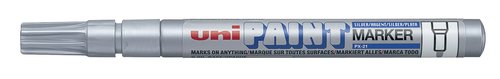 UNI-BALL - Marcador PERMANENTE PX-21 TINTA ACEITE PUNTA CONICA TRAZO 0.8-1.2 MM PLATA (Ref.558742000)