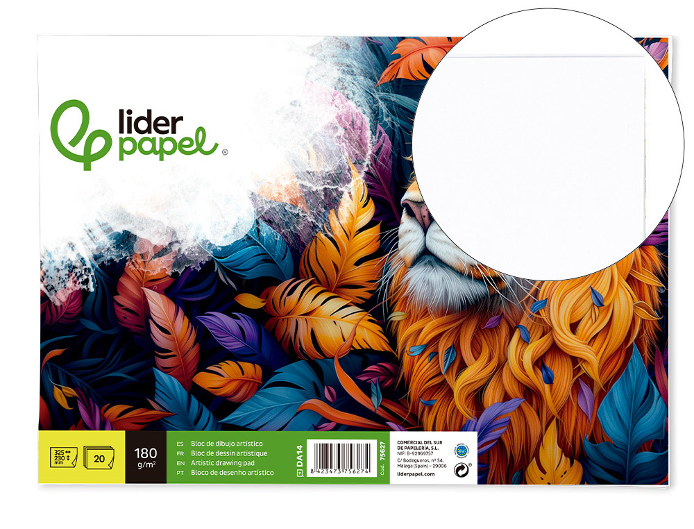 LIDERPAPEL - BLOC DIBUJO ARTISTICO ENCOLADO 230X325MM 20 HOJAS 180 G/M2 SIN RECUADRO (Ref.DA14)