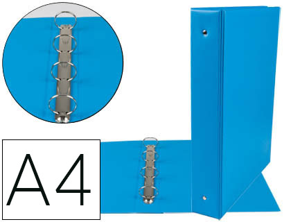 LIDERPAPEL - CARPETA DE 4 ANILLAS 40 MM MIXTAS A4 Cartón FORRADO PVC AZUL (Ref.KA12)