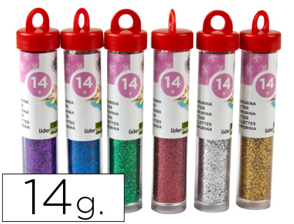 LIDERPAPEL - PURPURINA FANTASIA COLORES METALICOS SURTIDOS BOTE DE 14 GR (Ref.PU03)
