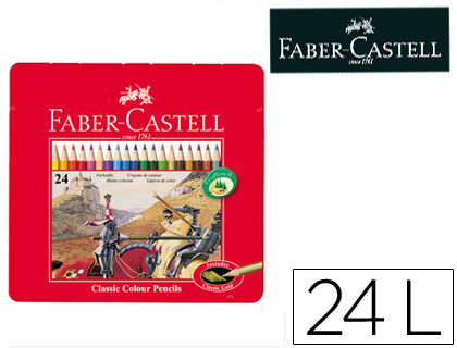 FABER CASTELL - LAPICES DE COLORES CAJA METALICA DE 24 COLORES SURTIDOS (Ref.11 58 45)