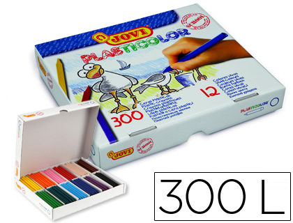 JOVI - LAPICES CERA PLASTICOLOR CAJA DE 300 UNIDADES 25 COLORES SURTIDOS (Ref.929)