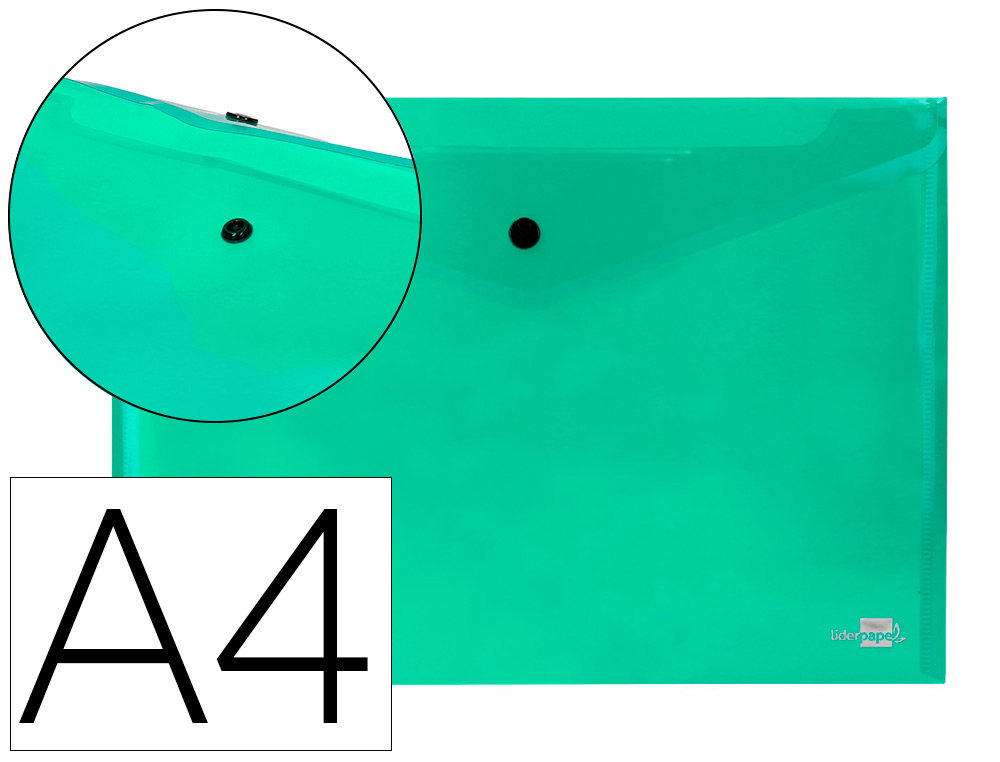 LIDERPAPEL - CARPETA DOSSIER BROCHE 34043 POLIPROPILENO DIN A4 VERDE TRANSPARENTE 50 HOJAS (Ref.DS16)